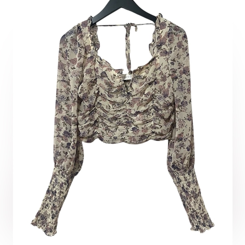 JO+CO floral cropped blouse small